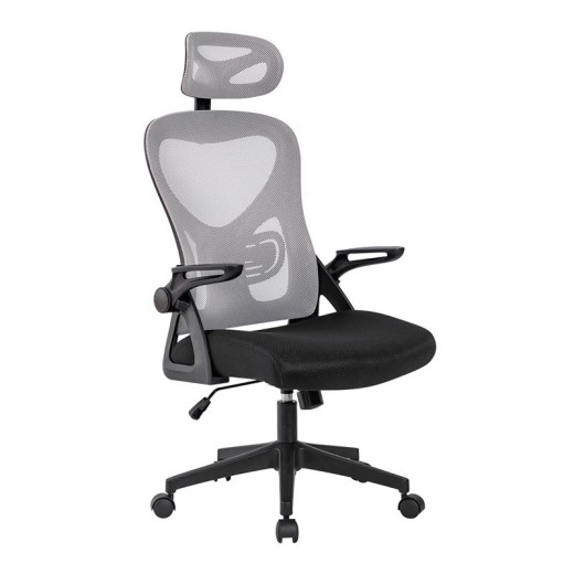 BF3050 Πολυθρόνα Γραφείου- Διευθυντή, Mesh Μαύρο-Γκρι, Μπράτσα up-down Γκρι