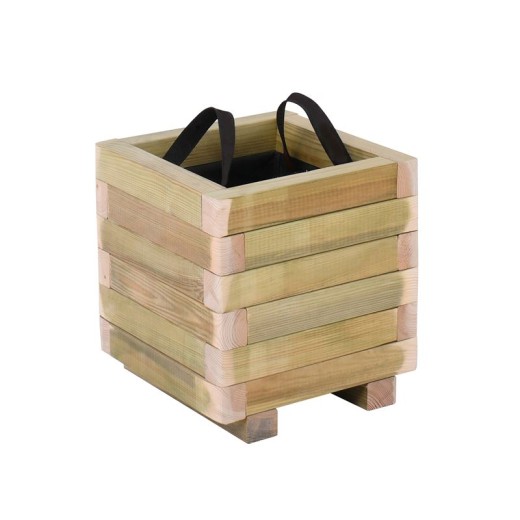 FLOWER POT WOOD Γλάστρα, Εμποτισμού Pine, Απόχρωση Φυσικό, 40x40x36cm