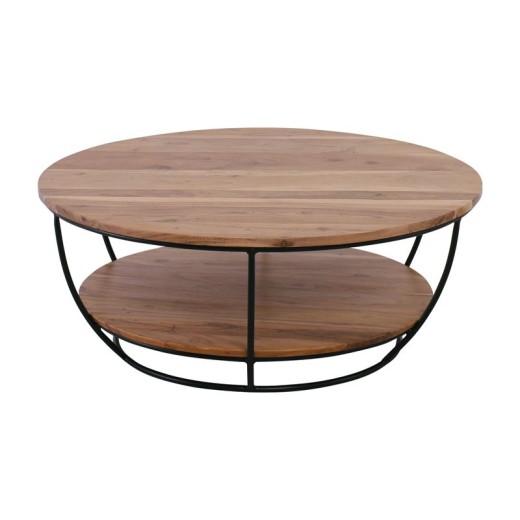 ROY-W Τραπεζάκι Σαλονιού Καθιστικού, Μέταλλο Βαφή Μαύρο, Ξύλο Ακακία Φυσικό Μαύρο