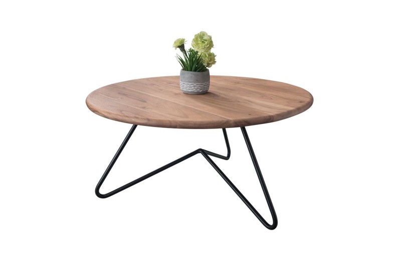 BORAL-W Τραπεζάκι Σαλονιού Καθιστικού, Μέταλλο Βαφή Μαύρο, Ξύλο Ακακία Φυσικό Μαύρο