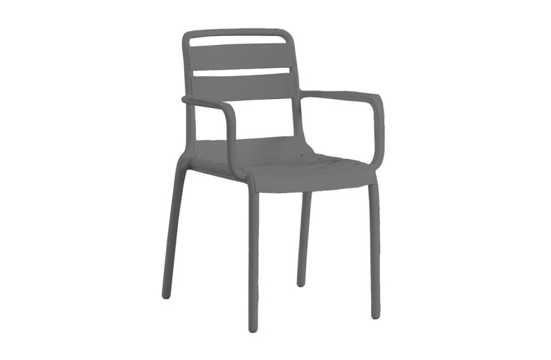 SERENATA Πολυθρόνα Στοιβαζόμενη, PP-UV Ανθρακί