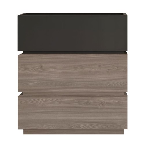 VANITY Συρταριέρα 3 Συρτάρια Αποχρώσεων Sonoma Oak & Grey, με Αποσπώμενα χρωματικά Μέρη Ανθρακί