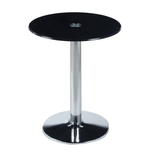 BITT Βοηθητικό Τραπεζάκι Σαλονιού - Καθιστικού, Χρώμιο - Γυαλί Tempered Μαύρο Μαύρο