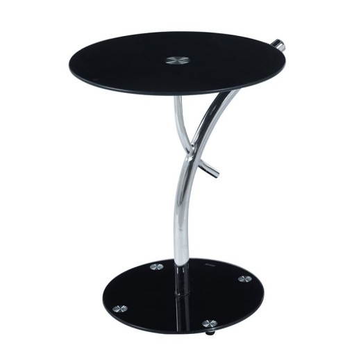 RAVEL Τραπεζάκι Βοηθητικό Χρώμιο - Γυαλί Μαύρο Tempered Μαύρο