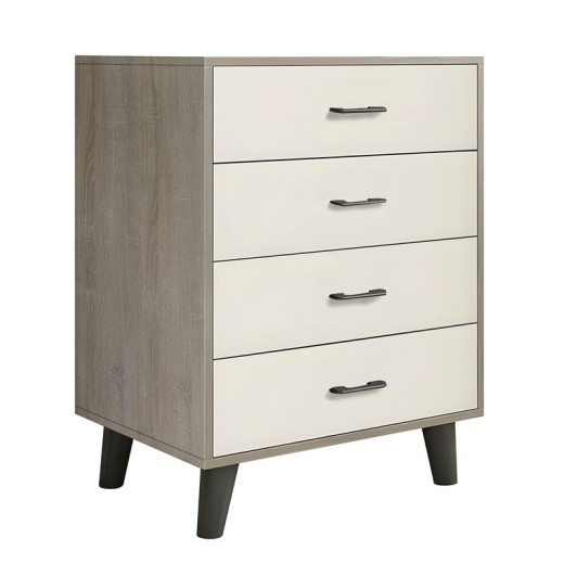 ELIOT Συρταριέρα, με 4 Συρτάρια, Απόχρωση Sonoma-Άσπρο Άσπρο