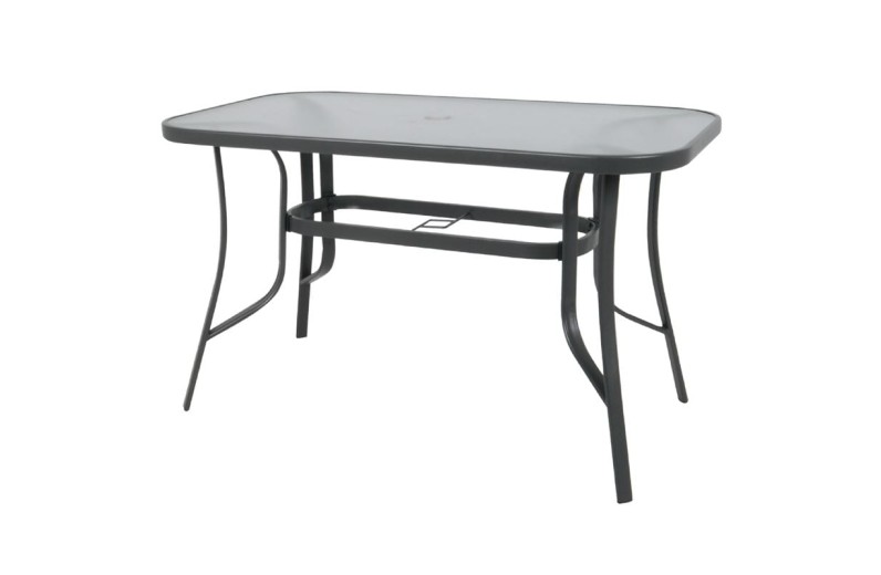 RIO Τραπέζι Κήπου - Βεράντας, Μέταλλο Βαφή Ανθρακί, Γυαλί