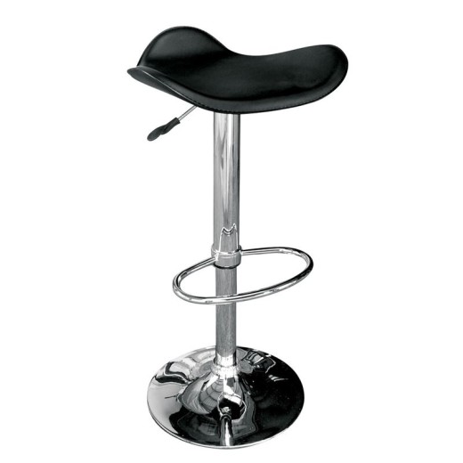 SADDLE Σκαμπό BAR, Βάση Χρώμιο, Pvc Μαύρο, Ρύθμιση Ύψους, Περιστρεφόμενο Μαύρο