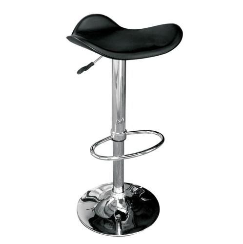 SADDLE Σκαμπό BAR, Βάση Χρώμιο, Pvc Μαύρο, Ρύθμιση Ύψους, Περιστρεφόμενο Μαύρο