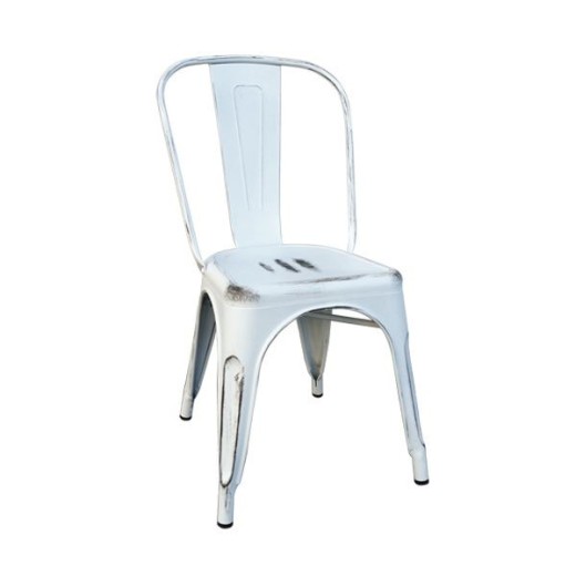 RELIX Καρέκλα-Pro, Στοιβαζόμενη, Μέταλλο Βαφή Antique White Άσπρο