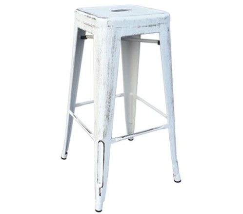 RELIX Σκαμπό Bar-Pro, Στοιβαζόμενο, Μέταλλο Βαφή Antique White Άσπρο