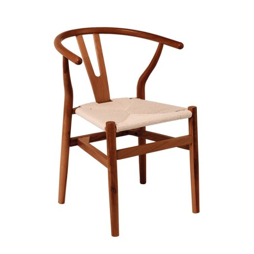 LIMA Καρέκλα Στοιβαζόμενη, Ξύλο Απόχρωση Καρυδί, Κάθισμα Paper Rope Φυσικό