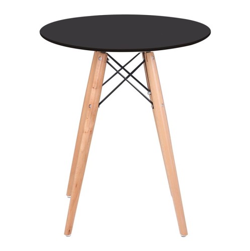 ART Wood Τραπέζι, Πόδια Οξιά Φυσικό, Επιφάνεια MDF Μαύρο Μαύρο