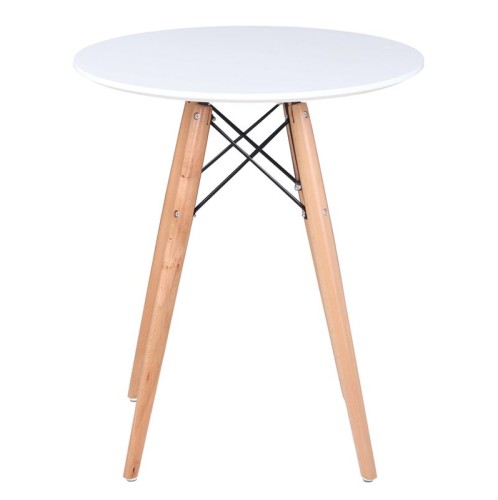 ART Wood Τραπέζι, Πόδια Οξιά Φυσικό, Επιφάνεια MDF Άσπρο Άσπρο
