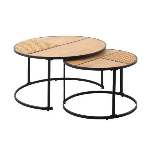 PABLO Set-2 Τραπεζάκια Σαλονιού-Καθιστικού, Μέταλλο Βαφή Μαύρο, Απόχρωση Φυσικό Μαύρο