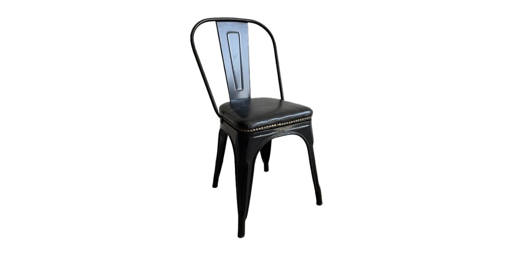 RELIX Καρέκλα Στοιβαζόμενη, Μέταλλο Βαφή Μαύρo, Κάθισμα Pu Μαύρο