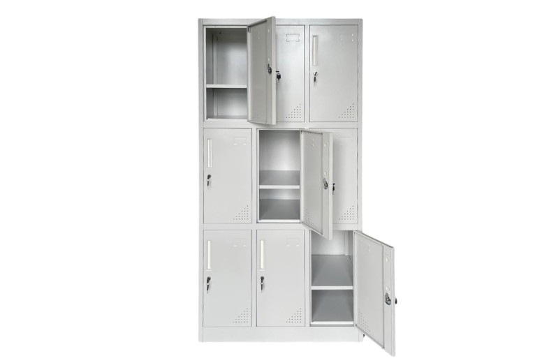 LOCKER 9 Θέσεων Φοριαμός - Ερμάριο με εσωτερικά ράφια, Μέταλλο Βαφή Γκρι