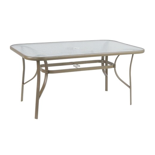 RIO Τραπέζι Κήπου - Βεράντας, Μέταλλο Βαφή Μπεζ, Γυαλί Μπεζ-Tortora-Sand-Cappuccino