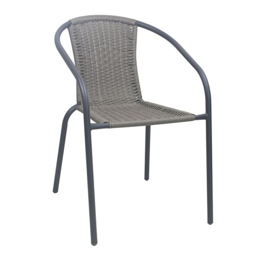 BALENO-W Πολυθρόνα Στοιβαζόμενη, Μέταλλο Βαφή Ανθρακί, Wicker Mixed Grey Ανθρακί