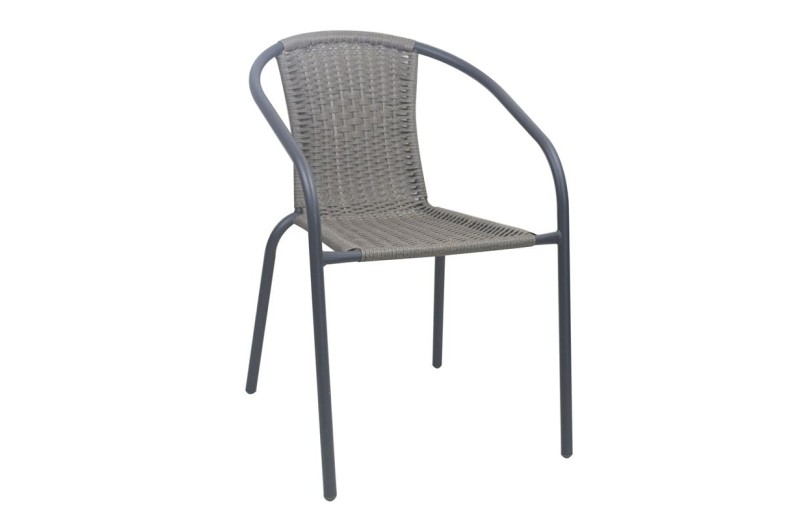 BALENO-W Πολυθρόνα Στοιβαζόμενη, Μέταλλο Βαφή Ανθρακί, Wicker Mixed Grey Ανθρακί