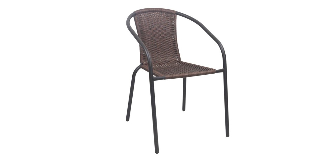 BALENO-W Πολυθρόνα Στοιβαζόμενη, Μέταλλο Βαφή Καφέ, Wicker Brown