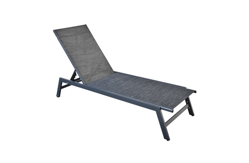 CORTE Ξαπλώστρα K/D, Μέταλλο Βαφή Μαύρο, Textilene Ανθρακί Ανθρακί