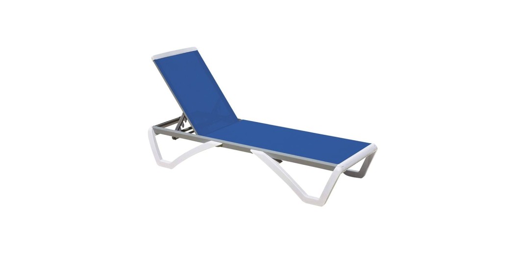 SUMMER K/D Ξαπλώστρα Αλουμίνιο Ανθρακί, PP Άσπρο - Textilene Μπλε Άσπρο