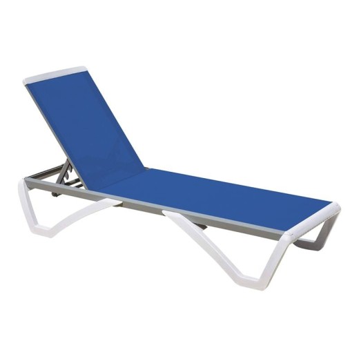 SUMMER K/D Ξαπλώστρα Αλουμίνιο Ανθρακί, PP Άσπρο - Textilene Μπλε Άσπρο