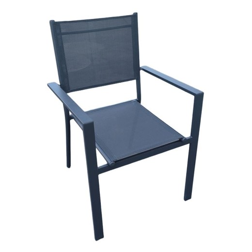 AMIRAL Πολυθρόνα Dining Στοιβαζόμενη, Αλουμίνιο Ανθρακί - Textilene Γκρι Ανθρακί