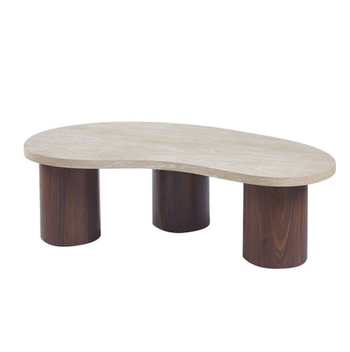 LAMBERT Τραπεζάκι Σαλονιού-Καθιστικού, ΜDF Απόχρωση Natural Stone-Καρυδί Καρυδί