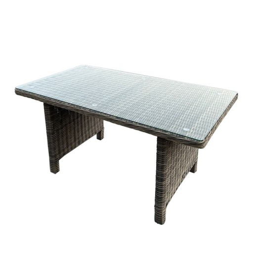 ARIZONA Τραπέζι Dining Βεράντας - Κήπου ALU, Wicker Grey Brown, Γυαλί Tempered 5mm Καφέ