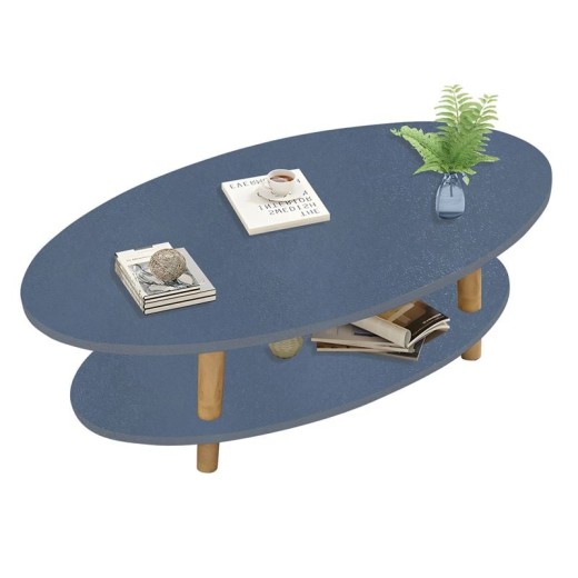 FINE Τραπεζάκι Σαλονιού Καθιστικού με Ράφι, Γκρι - Φυσικό Γκρι