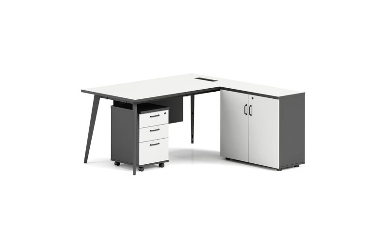 STATUS Γραφείο Γωνία Αναστρέψιμη, Απόχρωση Grey, Επιφάνεια Απόχρωση Άσπρο Άσπρο