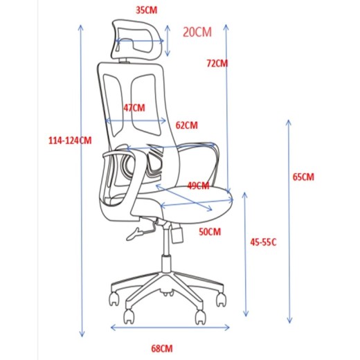 BF8600 Πολυθρόνα Γραφείου Διευθυντή, Mesh Μαύρο, Ύφασμα Μαύρο