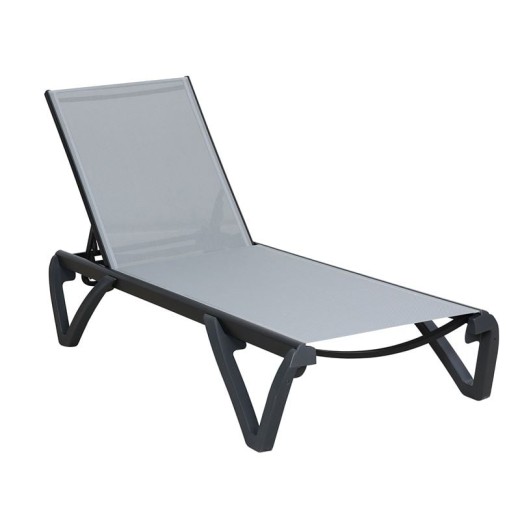 CAPRI K/D Ξαπλώστρα Αλουμίνιο Μαύρο, PP-UV Μαύρο - Textilene Γκρι Γκρι