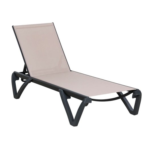 CAPRI K/D Ξαπλώστρα Αλουμίνιο Μαύρο, PP-UV Μαύρο - Textilene Cappuccino Μαύρο