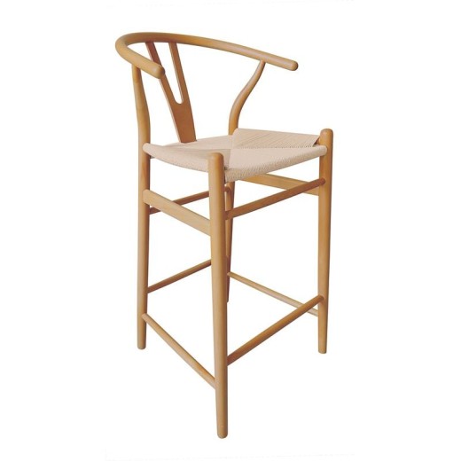 LIMA Σκαμπό BAR, Ξύλο Οξιά, Φυσικό, Κάθισμα Paper Rope Φυσικό (ύψος καθ.67cm)