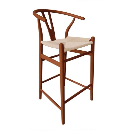 LIMA Σκαμπό BAR, Ξύλο Οξιά, Καρυδί, Κάθισμα Paper Rope Φυσικό (ύψος καθ.67cm)