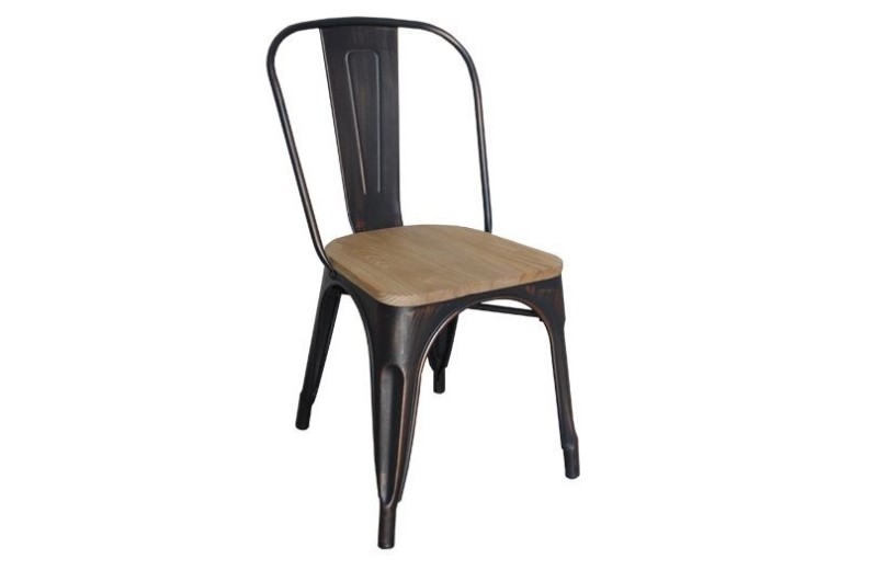 RELIX Wood Καρέκλα-Pro, Μέταλλο Βαφή Antique Black, Απόχρωση Ξύλου Natural Oak Μαύρο