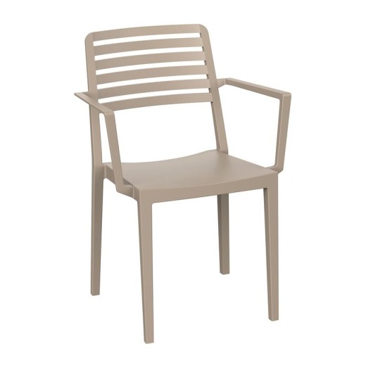 NOLA Πολυθρόνα Τραπεζαρίας Κήπου Στοιβαζόμενη, PP - UV Protection, Απόχρωση Tortora Μπεζ-Tortora-Sand-Cappuccino