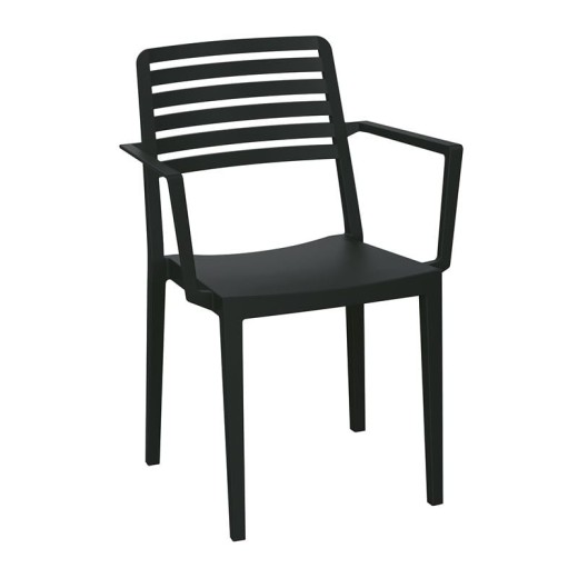 NOLA Πολυθρόνα Τραπεζαρίας Κήπου Στοιβαζόμενη, PP - UV Protection, Απόχρωση Μαύρο