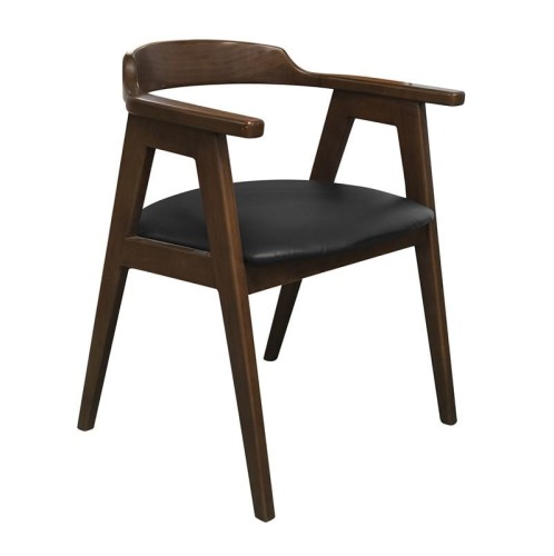 SELVA Πολυθρόνα Τραπεζαρίας, Απόχρωση Καρυδί, Pu Μαύρο Καρυδί