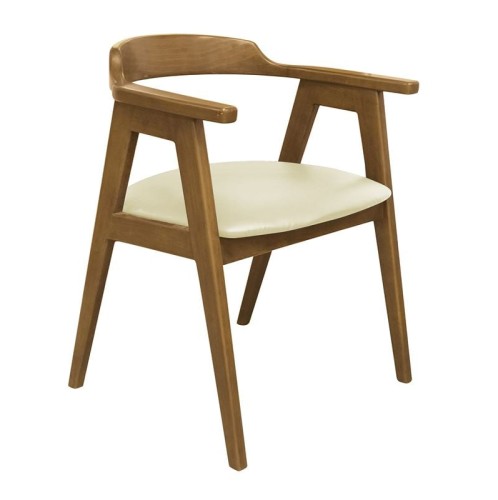 SELVA Πολυθρόνα Τραπεζαρίας, Απόχρωση Φυσικό, Pu Εκρού Εκρού