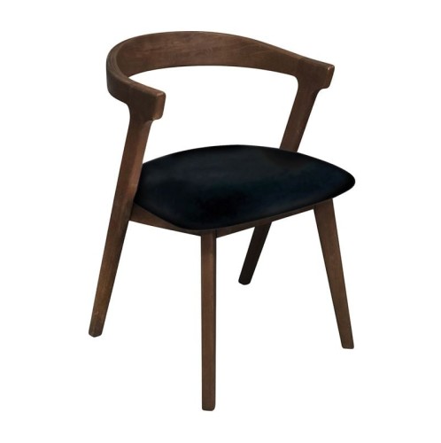 SANDRA Καρέκλα Τραπεζαρίας, Απόχρωση Καρυδί, Pu Μαύρο Καρυδί