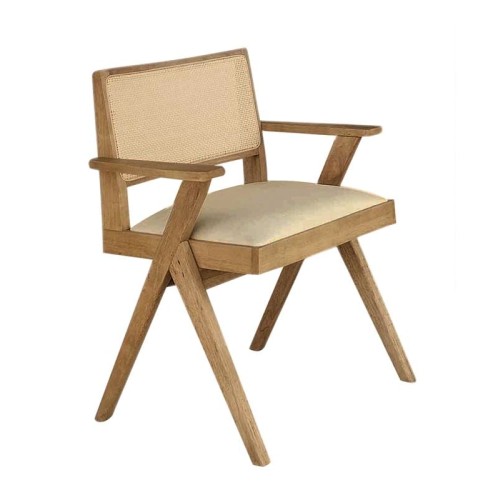 MEMORY Πολυθρόνα Τραπεζαρίας, Απόχρωση Φυσικό, Ύφασμα Sand Beige Μπεζ-Tortora-Sand-Cappuccino