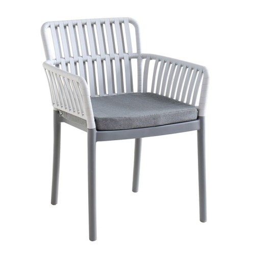 SYLVIA Πολυθρόνα Βεράντας- Κήπου, PP-UV Ανοιχτό Γκρι- Ανθρακί, Μαξιλάρι Γκρι (KD) Ανθρακί