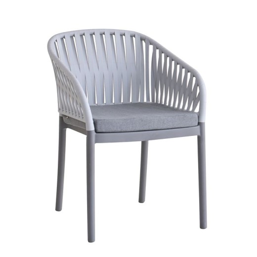 EMERY Πολυθρόνα Βεράντας-Κήπου PP-UV Ανοιχτό Γκρι-Ανθρακί, Μαξιλάρι Γκρι (KD) Ανθρακί