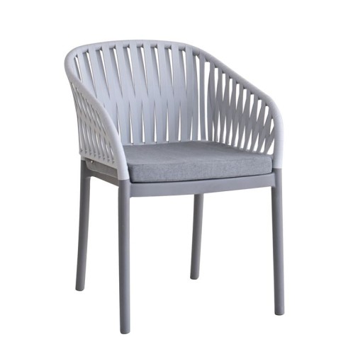 EMERY Πολυθρόνα Βεράντας-Κήπου PP-UV Ανοιχτό Γκρι-Ανθρακί, Μαξιλάρι Γκρι (KD) Ανθρακί