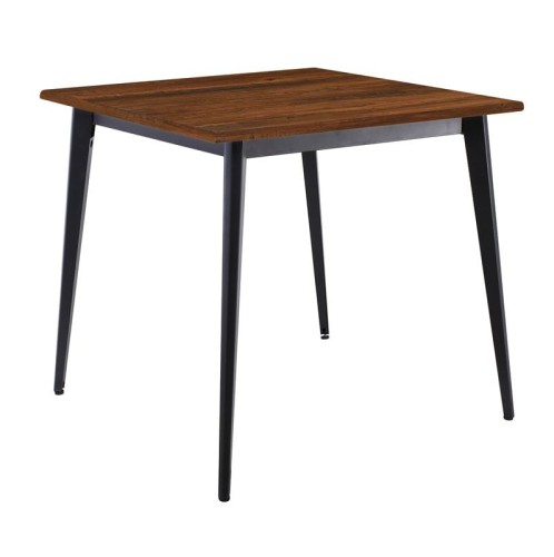 VIDAL Τραπέζι Μέταλλο Βαφή Μαύρο, Επιφάνεια 80x80cm/16mm Contract Sliq Walnut Καρυδί