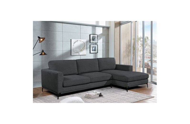 BANCO Καναπές Σαλονιού - Καθιστικού, Γωνία Αναστρέψιμος Ύφασμα Γκρι