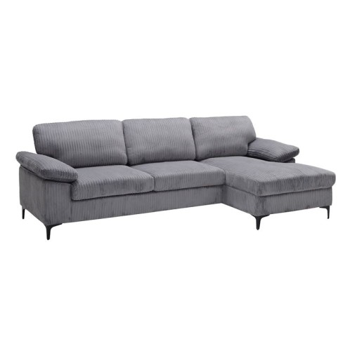 CYRIL Καναπές Αριστερή Γωνία, Ύφασμα Κοτλέ Γκρι